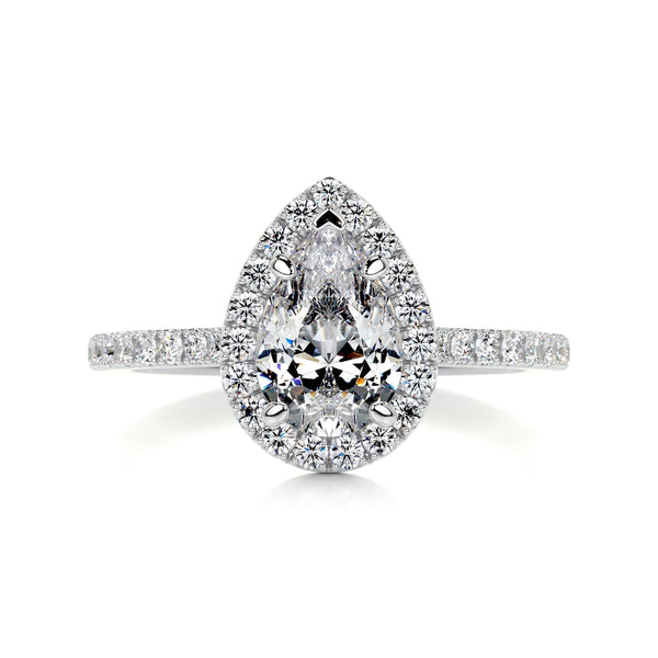 1.0 CT Pear Halo CVD F/VS2 Diamond Engagement Ring