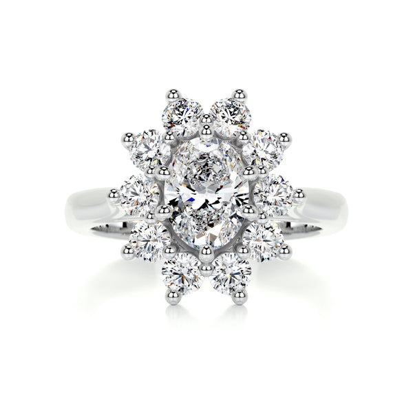 1.0 CT Oval Halo CVD E/VS1 Diamond Engagement Ring