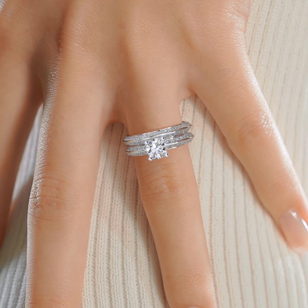 eliana lab grown diamond bridal set -14k white gold