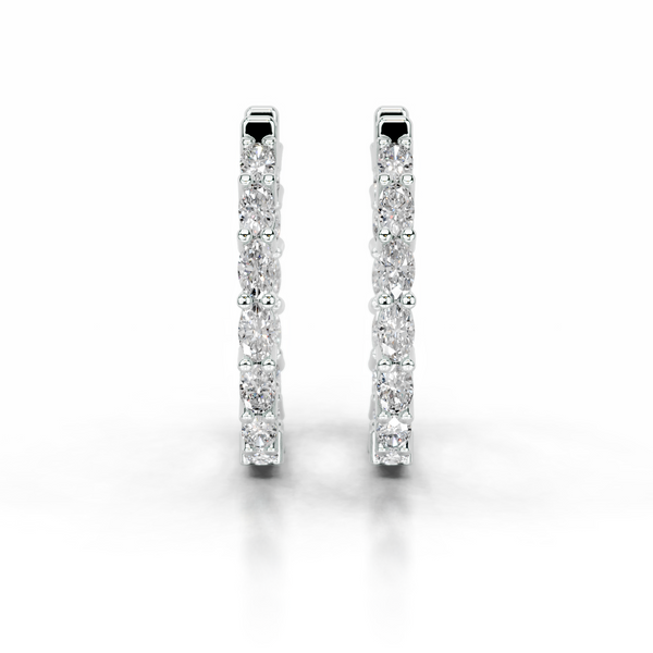 Daphne Lab Grown Diamond Hoop Earrings   (4.30 Carat) -14K White Gold
