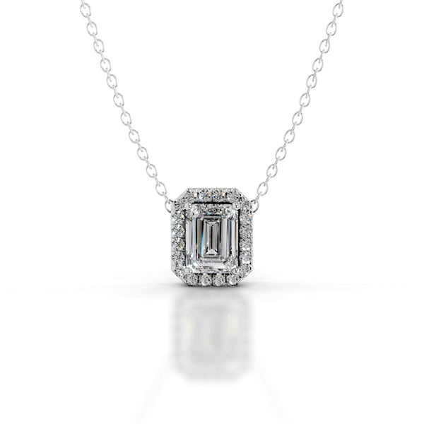Eden Lab Grown Diamond Halo Pendant - 14K White Gold