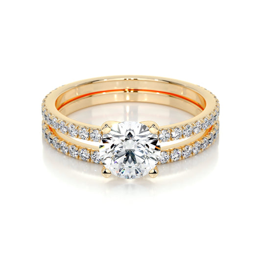 Stephanie Lab Grown Diamond Bridal Set -18K Yellow Gold