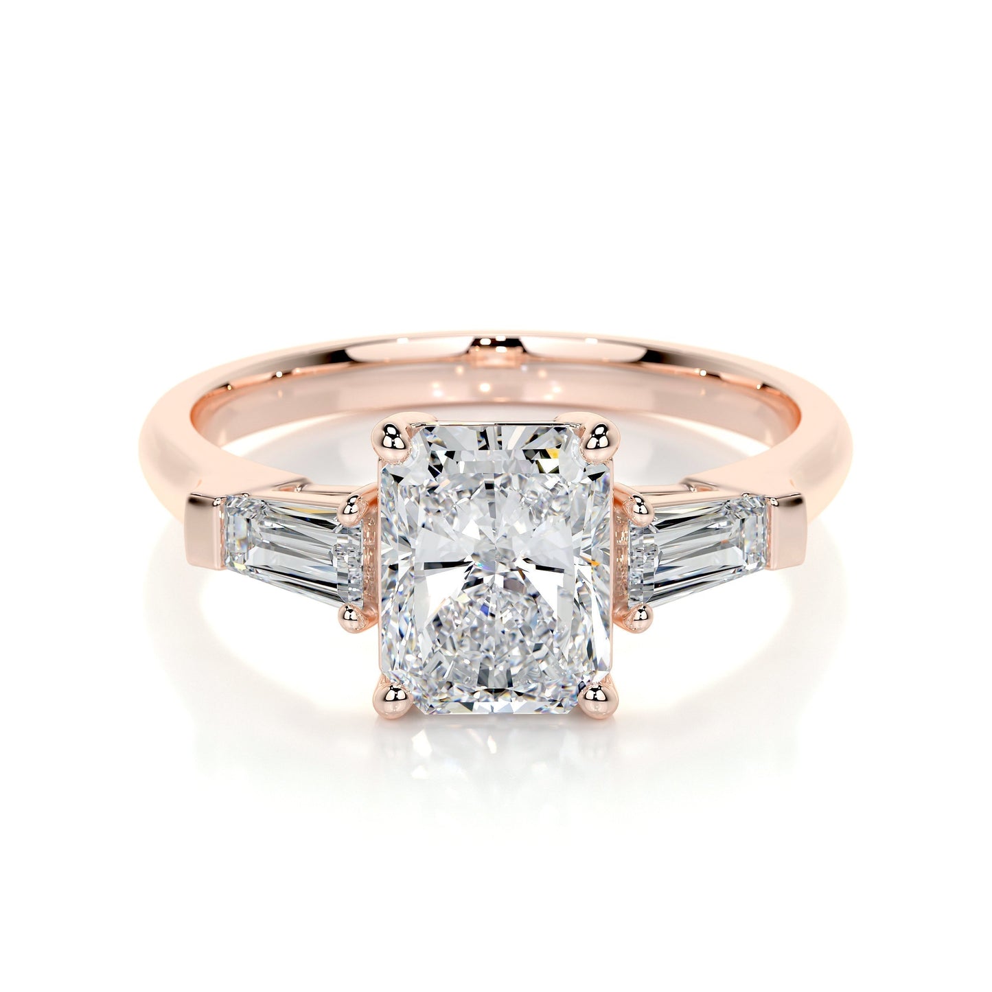 1.50 ct radiant three stones cvd g/vs2 diamond engagement ring