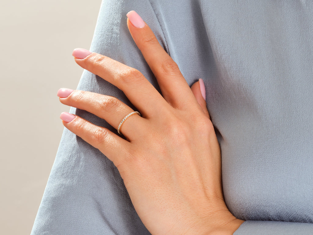 0.45ct round cut eternity diamond cvd ef/vvs wedding band