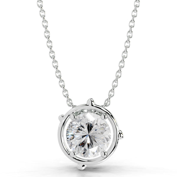 Rooted in Love Round Lab Grown Diamond Necklace - 14K White Gold