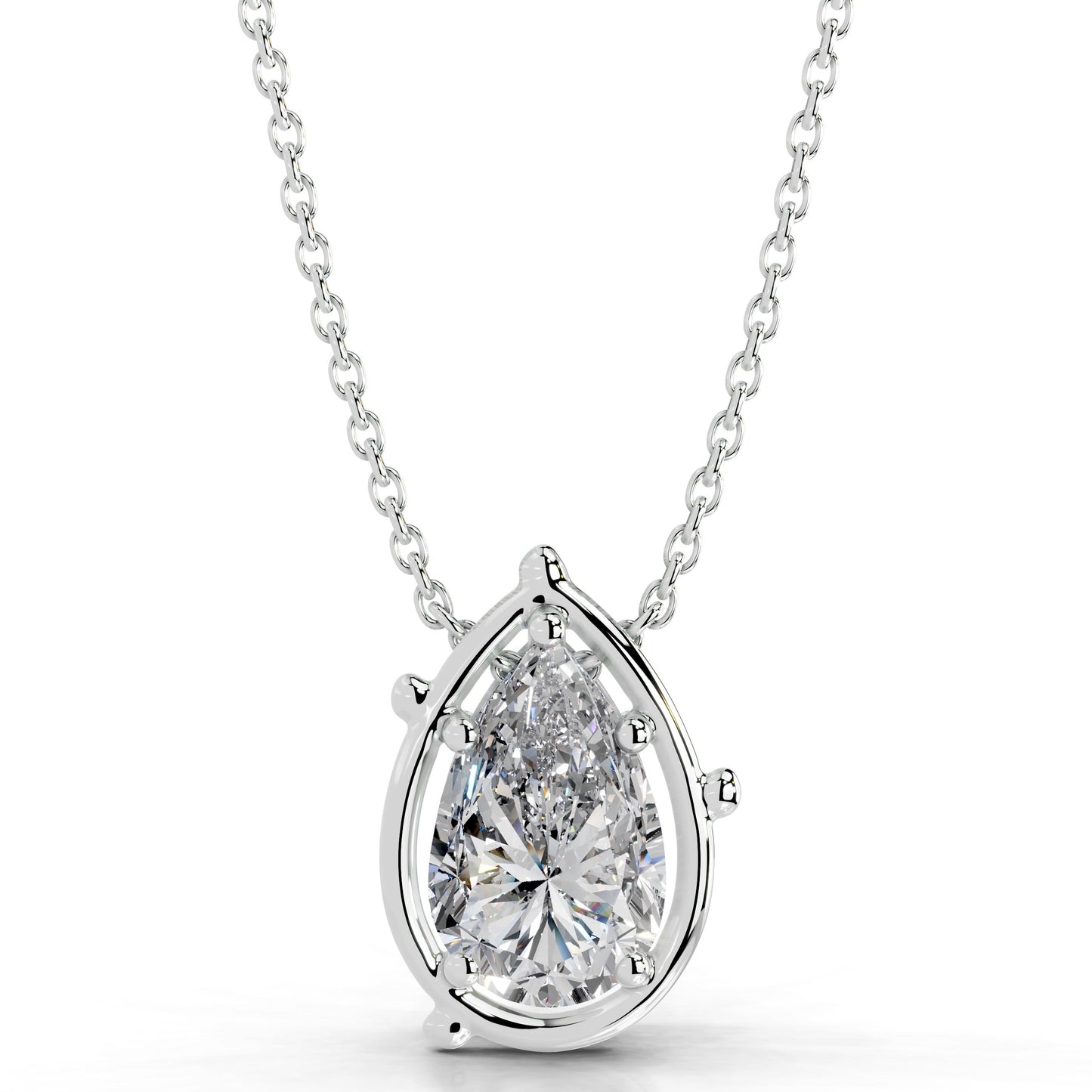 rooted in love pear lab grown diamond necklace - 14k white gold