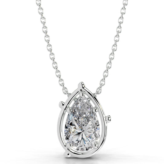 Rooted in Love Pear Lab Grown Diamond Necklace - 14K White Gold