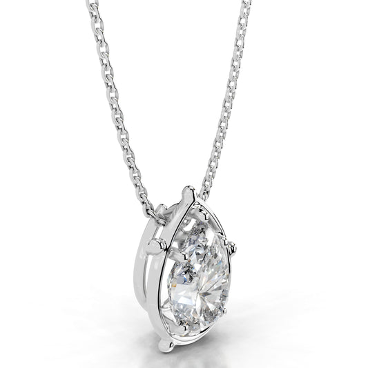 Rooted in Love Pear Lab Grown Diamond Necklace - 14K White Gold