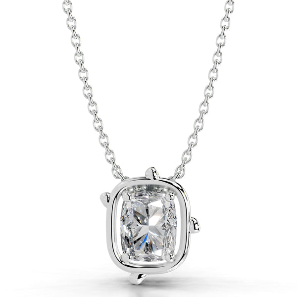 Rooted in Love Cushion Lab Grown Diamond Necklace - 14K White Gold