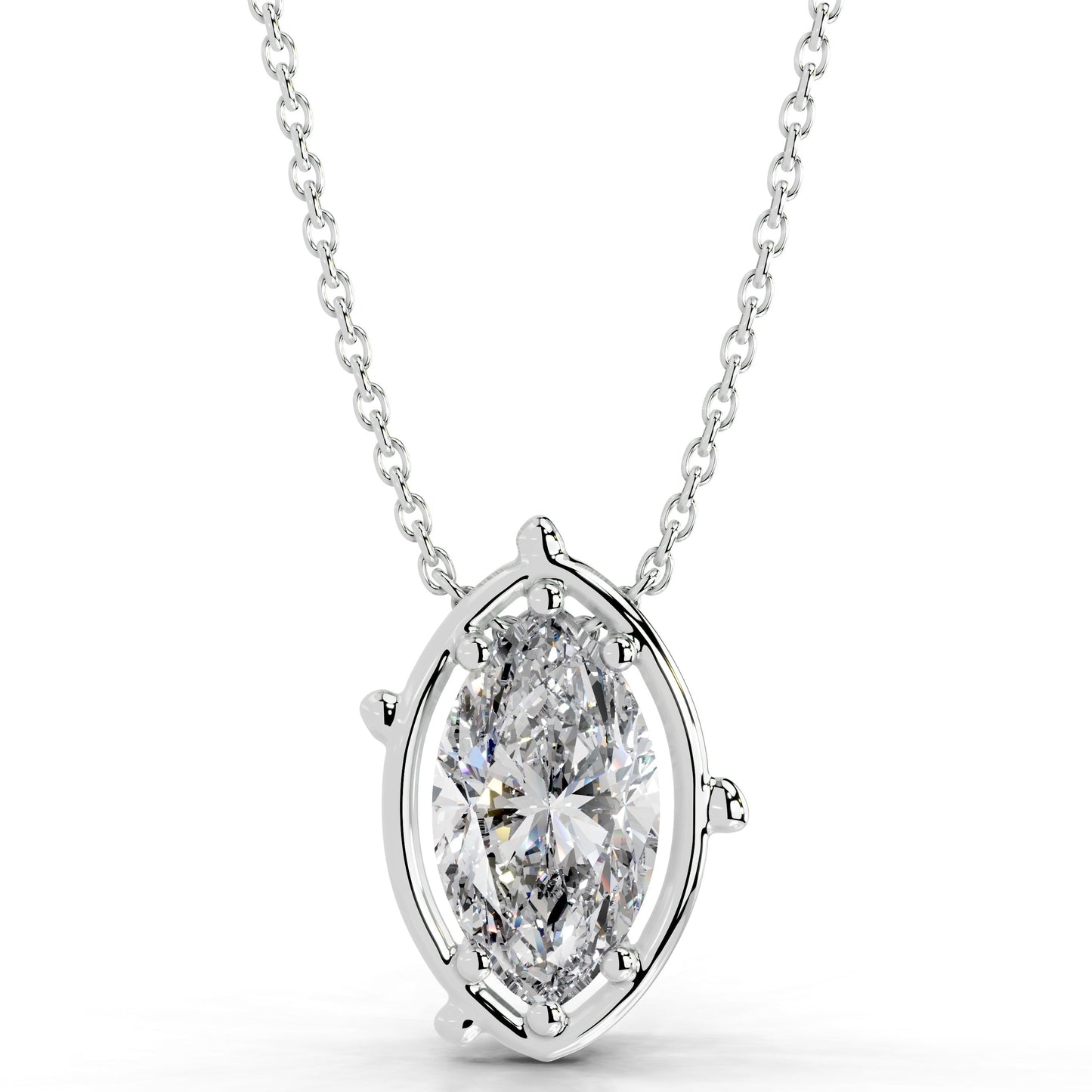 rooted in love marquise lab grown diamond necklace - 14k white gold