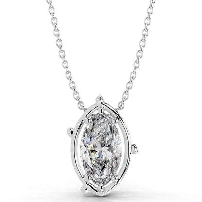 Rooted in Love Marquise Lab Grown Diamond Necklace - 14K White Gold