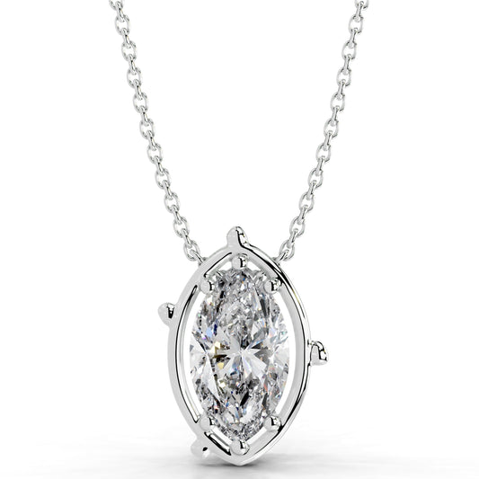 Rooted in Love Marquise Lab Grown Diamond Necklace - 14K White Gold