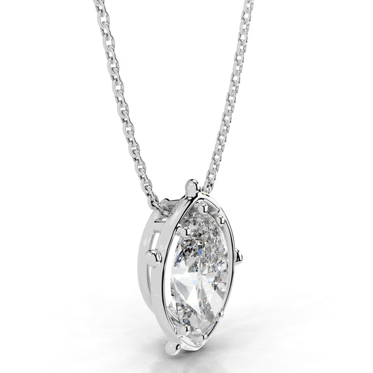 Rooted in Love Marquise Lab Grown Diamond Necklace - 14K White Gold