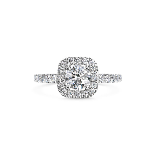 0.6 CT Cushion Halo CVD F/VS1 Diamond Engagement Ring