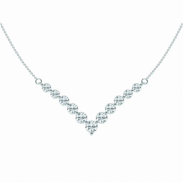 2.15 TCW Round Moissanite Diamond Chevron Style Necklace
