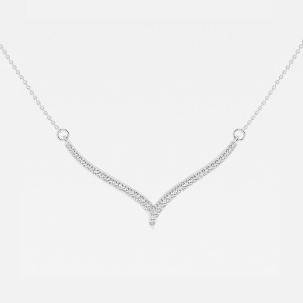 0.16 TCW Round Moissanite Diamond Petite Chevron Necklace