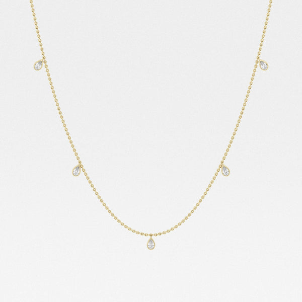 1.0 TCW Pear Moissanite Diamond Dangle Necklace