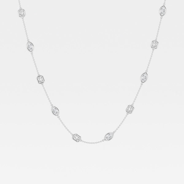 2.80 TCW Marquise & Emerald Moissanite Diamond Bezel Style Necklace