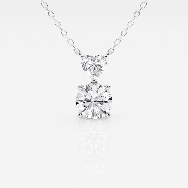 1.33 TCW Round & Heart Moissanite Diamond Two Stone Necklace