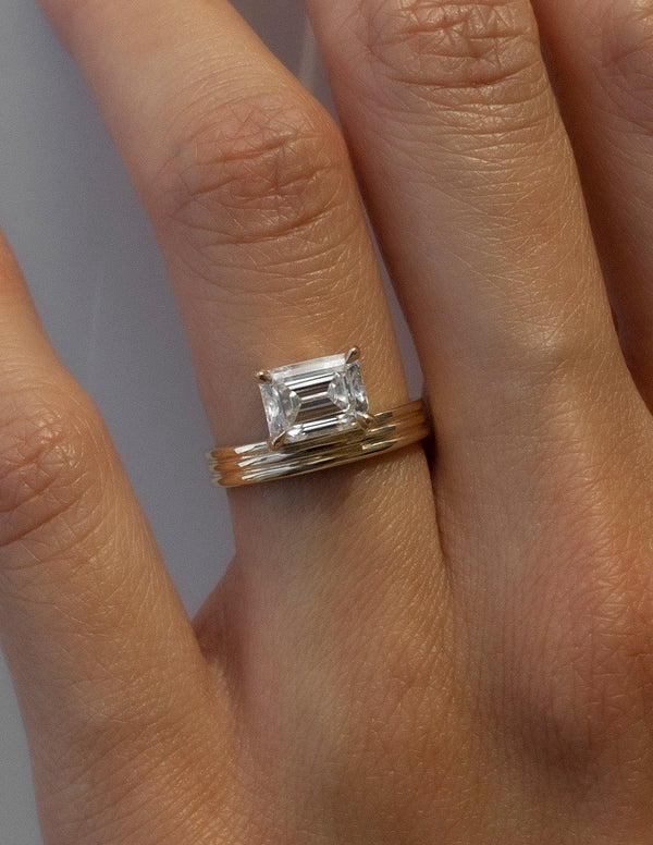 1.0CT-2.0CT Emerald Cut Moissanite Diamond Thick Engagement Ring