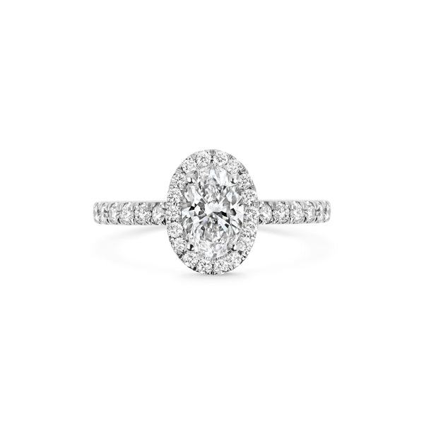 0.7 CT Oval Halo CVD F/VS1 Diamond Engagement Ring