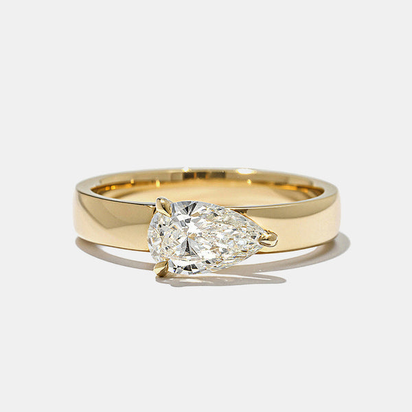 0.75CT-1.25CT East West Pear Cut Diamond Thick Solitaire Engagement Ring
