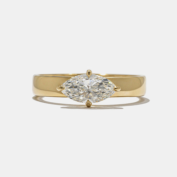 0.75CT-1.25CT East West Marquise Cut Moissanite Diamond Thick Engagement Ring