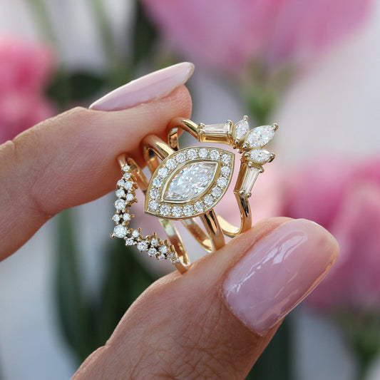 0.5 CT Marquise Halo CVD F/VS1 Diamond Engagement Ring