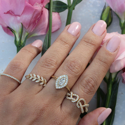 0.5 CT Marquise Halo CVD F/VS1 Diamond Engagement Ring