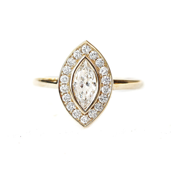 0.5 CT Marquise Halo CVD F/VS1 Diamond Engagement Ring