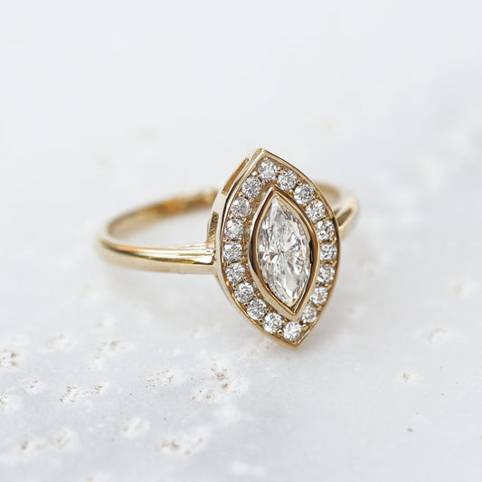 0.5 CT Marquise Halo CVD F/VS1 Diamond Engagement Ring