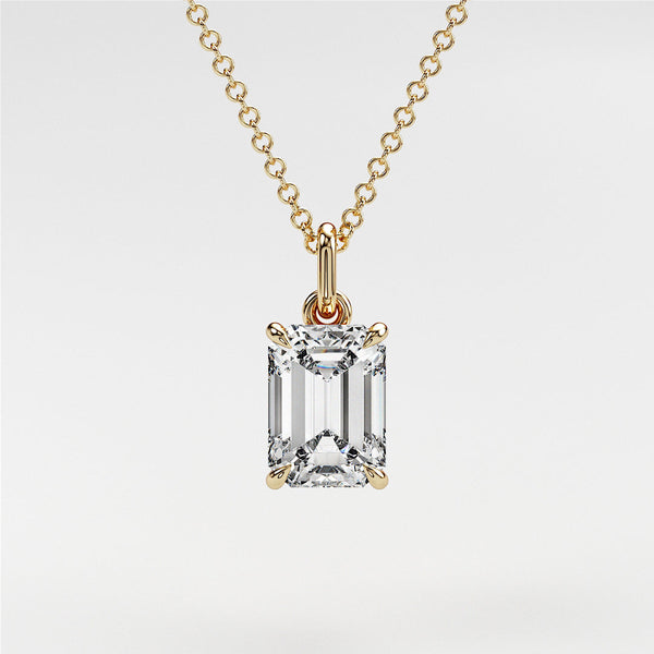 0.7 ctw Solitaire Emerald Diamond Necklace for Women