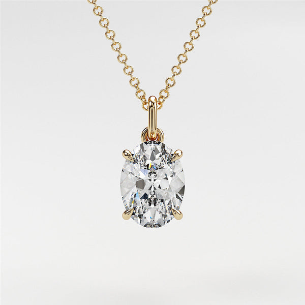 0.7 ctw Solitaire Oval Diamond Necklace for Women