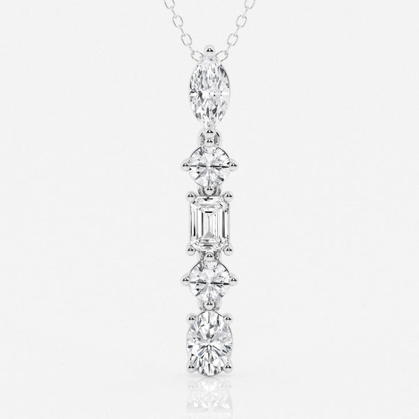 2.0 TCW Round, Marquise, Emerald & Oval Moissanite Diamond Multi Stone Necklace