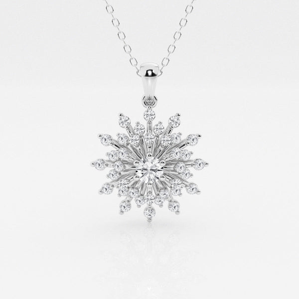 0.69 TCW Round Moissanite Diamond Sunbrust Pendant Necklace
