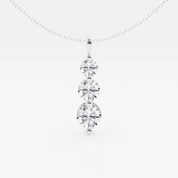 1.50 TCW Round Moissanite Diamond Three-Stone Drop Pendant Necklace