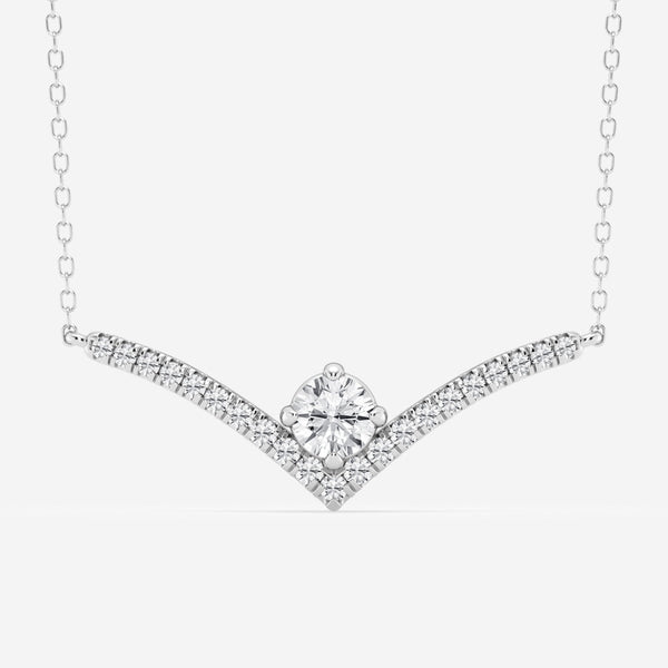 0.50 CT Round Moissanite Diamond Chevron Style Necklace