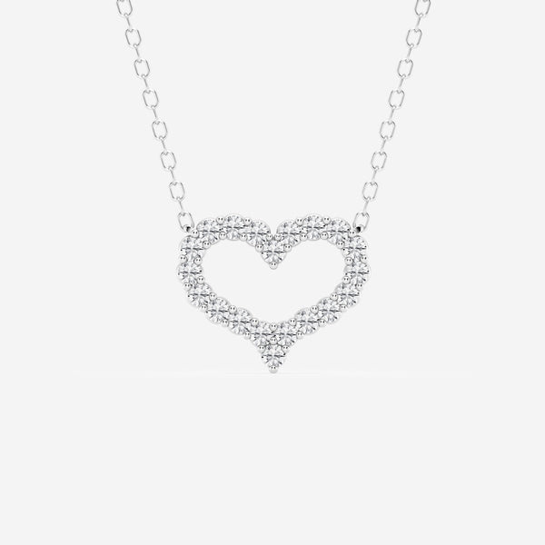 0.24 TCW Round Moissanite Diamond Heart Pendant Necklace