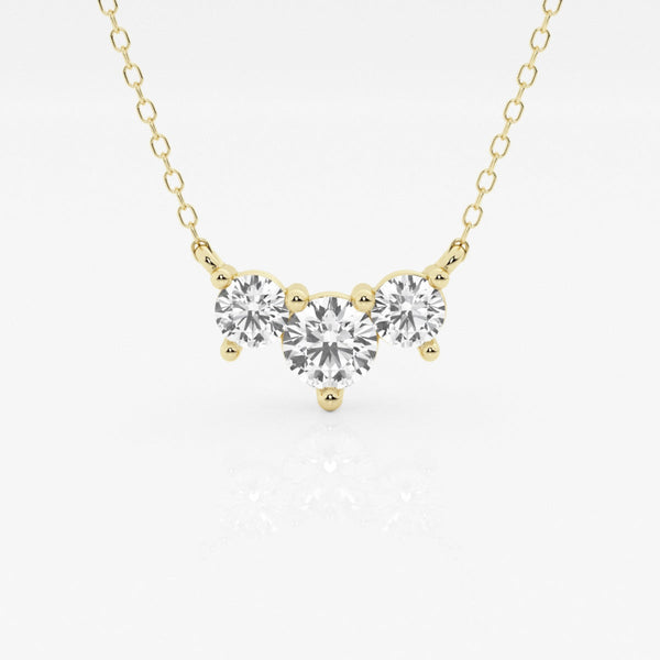 1.0 TCW Round Moissanite Diamond Three Stone Necklace