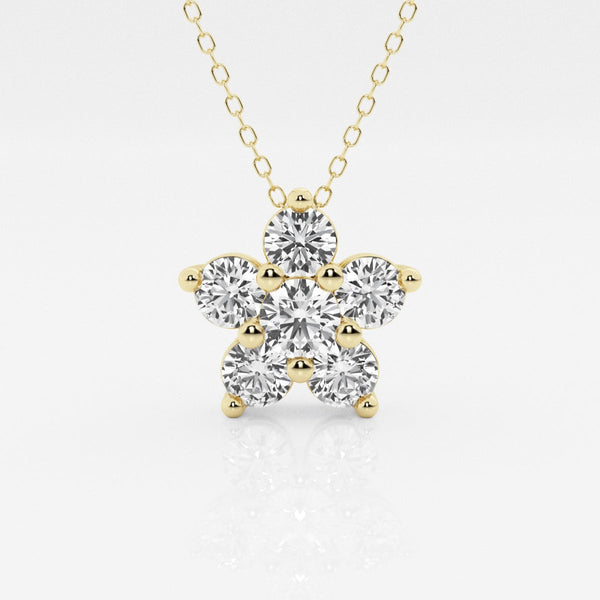 1.50 TCW Round Moissanite Diamond Flower Pendant Necklace