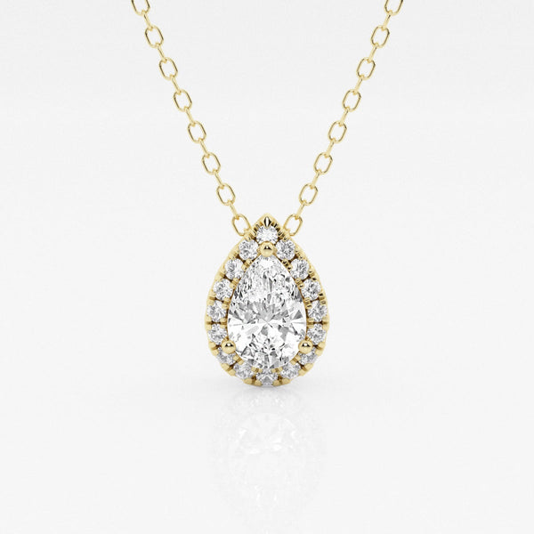 0.50 CT Pear Moissanite Diamond Halo Style Necklace
