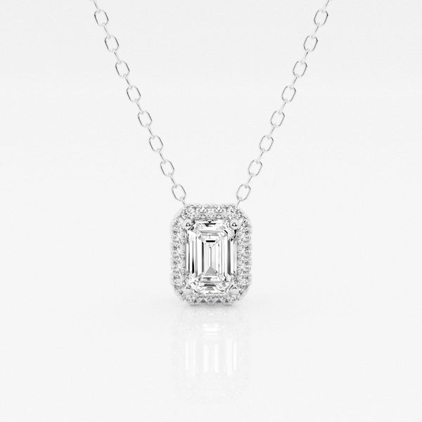 0.57 TCW Emerald Moissanite Diamond Halo Style Necklace