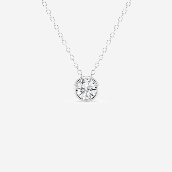 0.50 CT Round Moissanite Diamond Bezel Solitaire Necklace