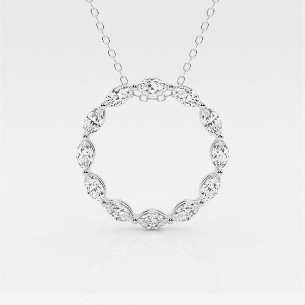 1.01 TCW Maquise Moissanite Diamond Circle Pendent Necklace