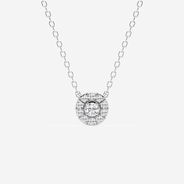 0.14 TCW Round Moissanite Diamond Halo Necklace