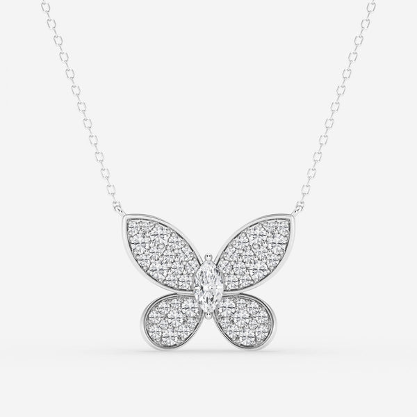 0.24 CT Marquise Moissanite Diamond Butterfly Pendant Necklace