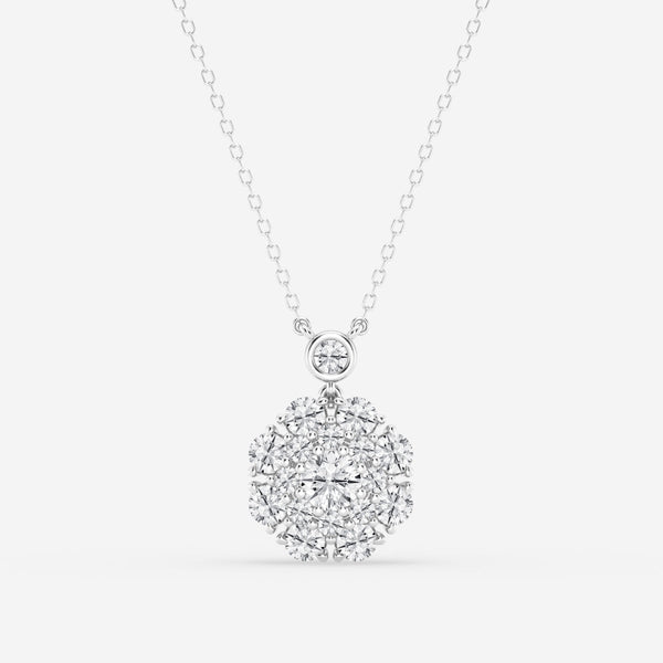 1.51 TCW Round Moissanite Diamond Vintage Multidimensional Pendant Necklace