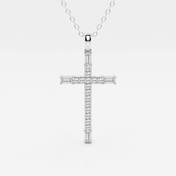 0.24 TCW Round Moissanite Diamond Cross Necklace