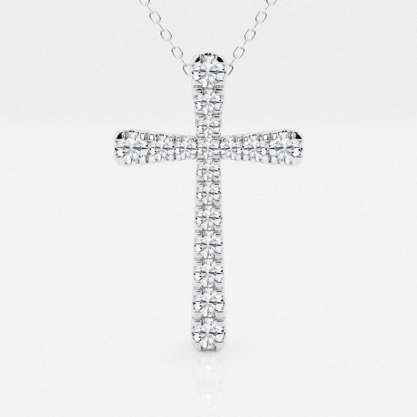1.03 TCW Round Moissanite Diamond Cross Necklace