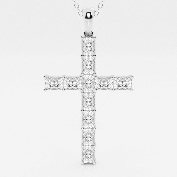 2.06 TCW Radiant Moissanite Diamond Cross Necklace
